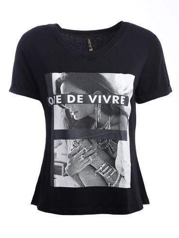 Blusa Manga Curta Feminina Preto