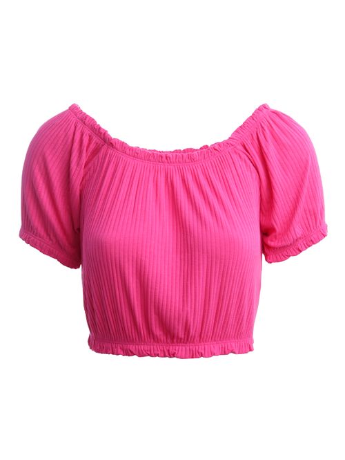 Blusa Cropped Manga Curta Feminina Rosa Pink