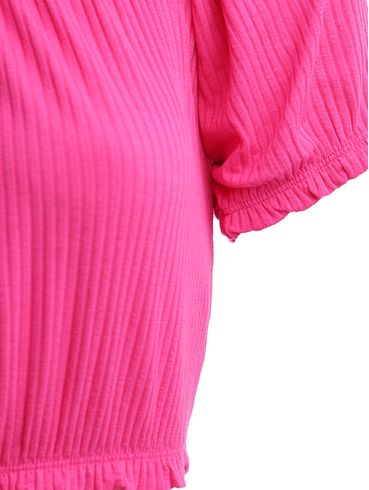 Blusa Cropped Manga Curta Feminina Rosa Pink