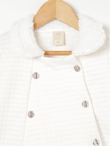 Cardigan Matelassê Infantil Para Menina - Offwhite/Off