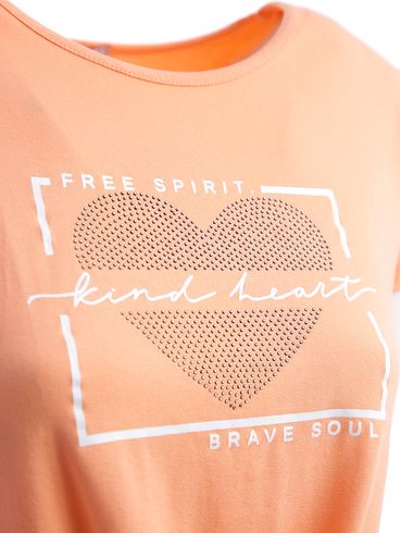 Blusa Manga Curta com Amarração Feminina Laranja