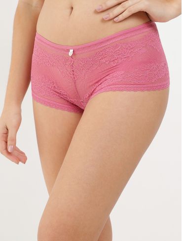 Calcinha Alta com Renda Feminina Rosa