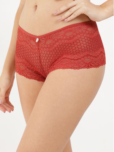 Calcinha Alta com Renda Feminina Telha