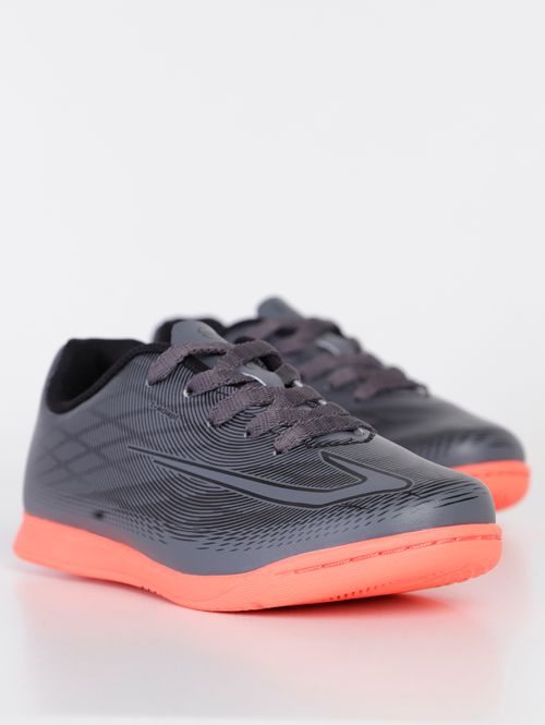 Chuteira de Futsal Topper Juvenil Para Menino - Chumbo/Preto
