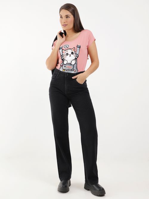 Blusa Manga Curta Feminina Rose