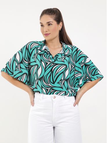 Blusa Manga Curta Feminina Verde