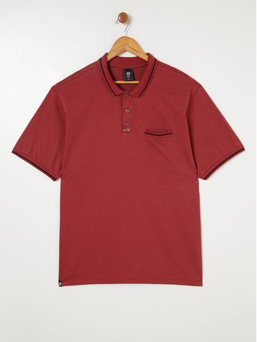 Polo Manga Curta No Stress Plus Size Masculina Vermelho/Preto