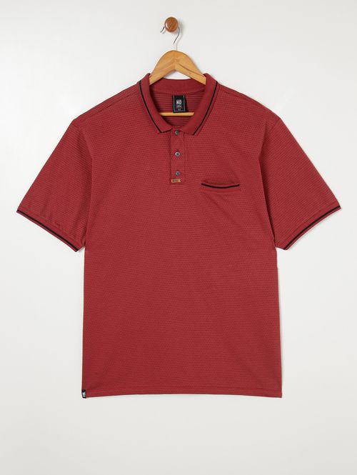 Polo Manga Curta No Stress Plus Size Masculina Vermelho/Preto