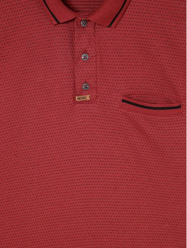 Polo Manga Curta No Stress Plus Size Masculina Vermelho/Preto