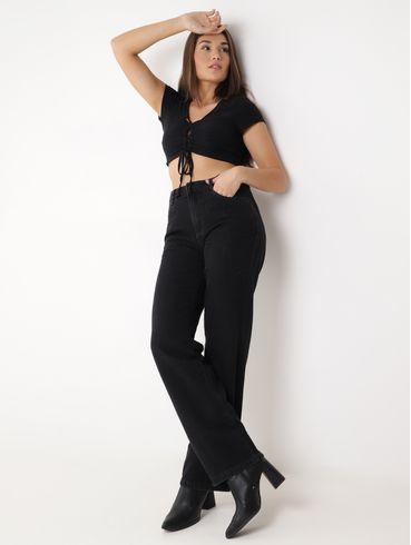 Top Cropped Autentique Feminino Preto