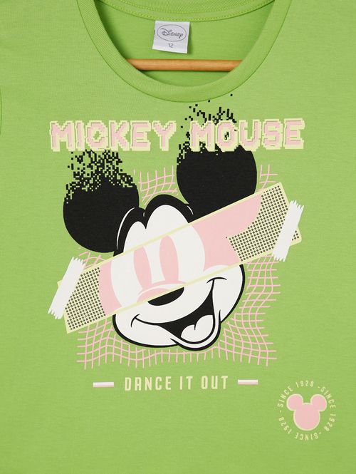 Blusa Cropped Manga Curta Disney Juvenil Para Meni Verde