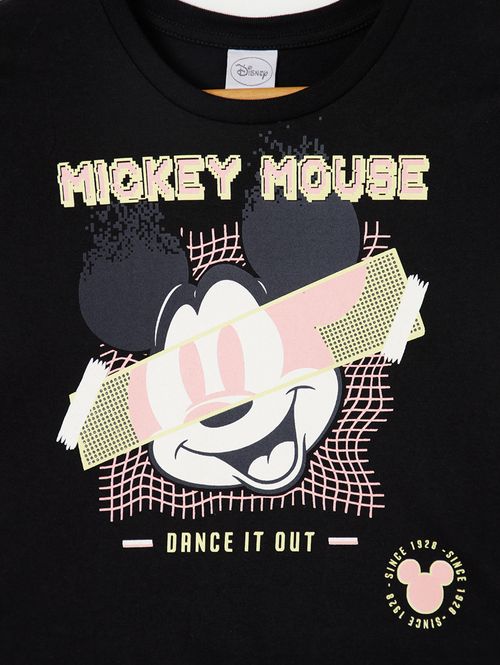 Blusa Cropped Manga Curta Disney Juvenil Para Meni Preto