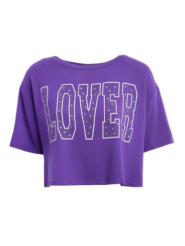 Blusa Cropped Manga Curta Feminina Roxo