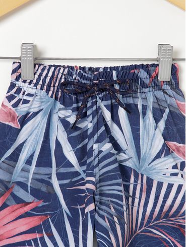 Bermuda Estampada Infantil- Azul Marinho