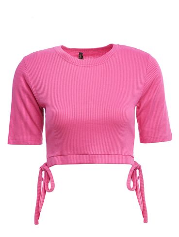 Blusa Cropped Manga Curta Feminina Rosa Pink