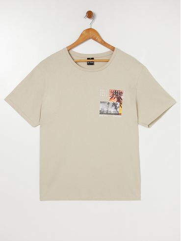Camiseta Manga Curta Plus Size Masculina Bege
