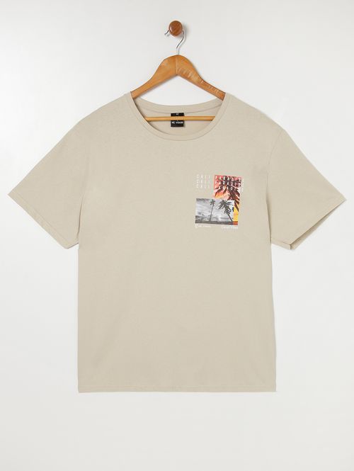 Camiseta Manga Curta Plus Size Masculina Bege