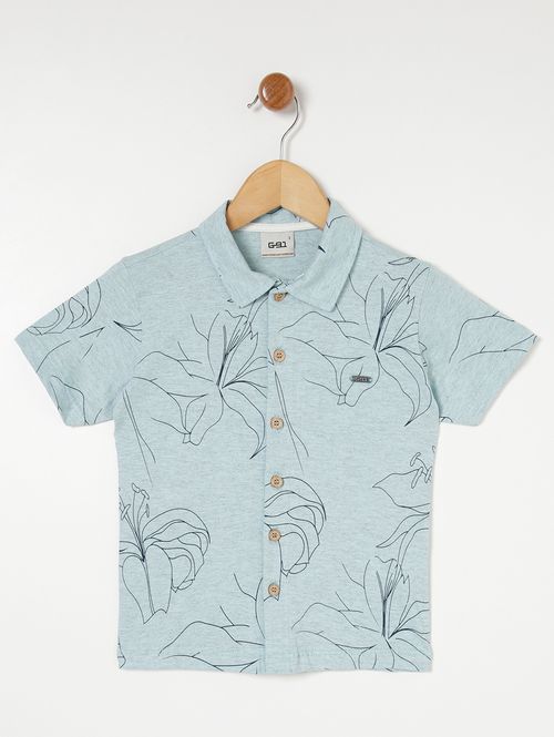 Camisa Manga Curta Infantil Para Menino - Azul