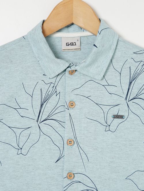 Camisa Manga Curta Infantil Para Menino - Azul