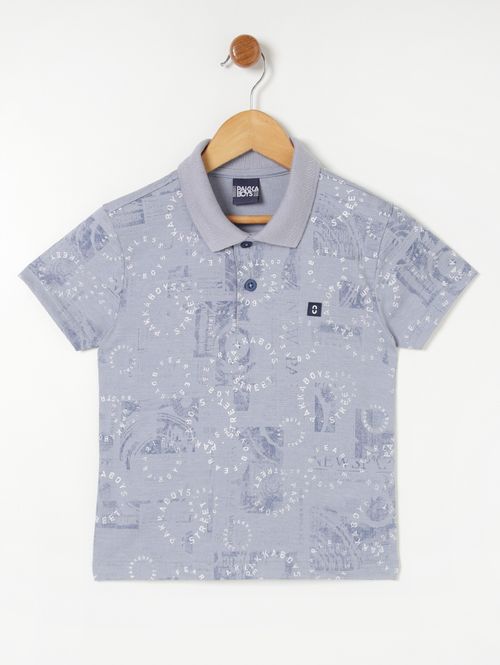 Polo Manga Curta Infantil- Azul