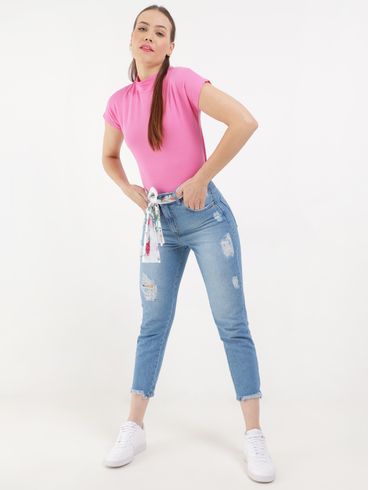 Blusa Gola Alta Feminina Rosa Pink