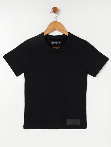 Blusa Manga Curta Juvenil Para Menina - Preto