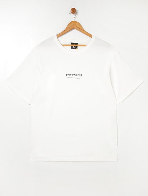 Camiseta Manga Curta Plus Size Masculina Off white