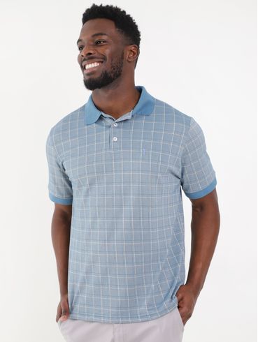 Polo Manga Curta Masculina Azul
