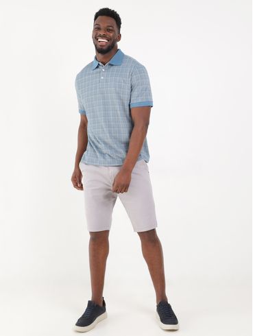 Polo Manga Curta Masculina Azul