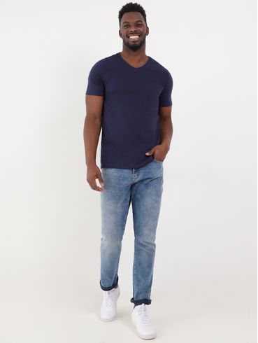 Camiseta Básica Cotton Elétron Masculina Azul