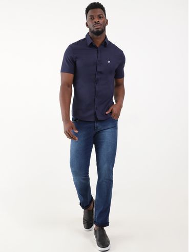Camisa Manga Curta Masculina Azul Marinho