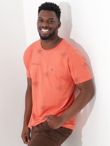 Camiseta Manga Curta No Stress Masculina Laranja