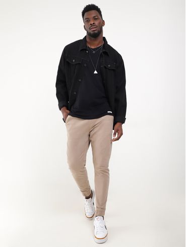 Camiseta Básica Cotton Elétron Masculina Preto/Preto