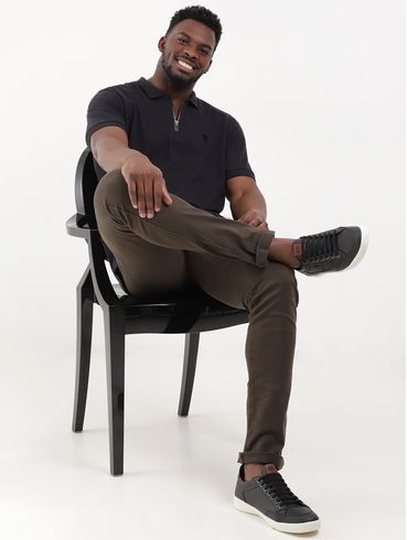 Polo Manga Curta No Stress Masculina Preto
