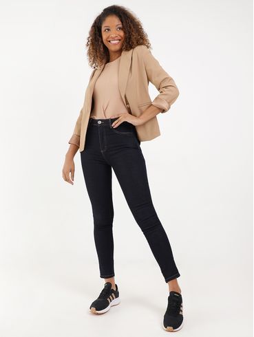 Blusa Básica Manga Curta Feminina Bege