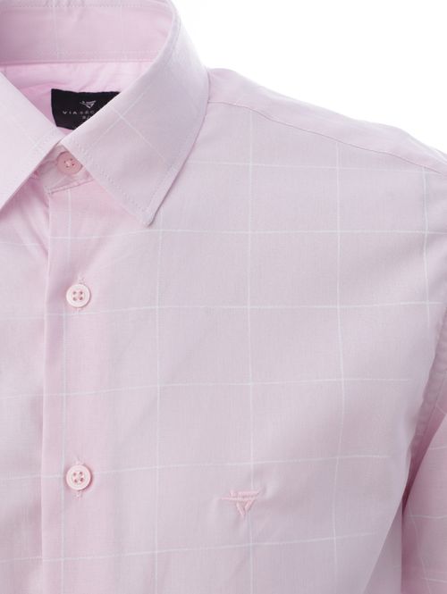 Camisa Manga Curta Slim Fit Masculina Rosa