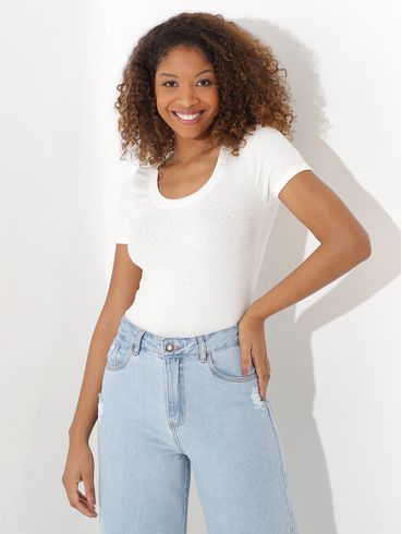 Blusa Manga Curta Feminina Branco