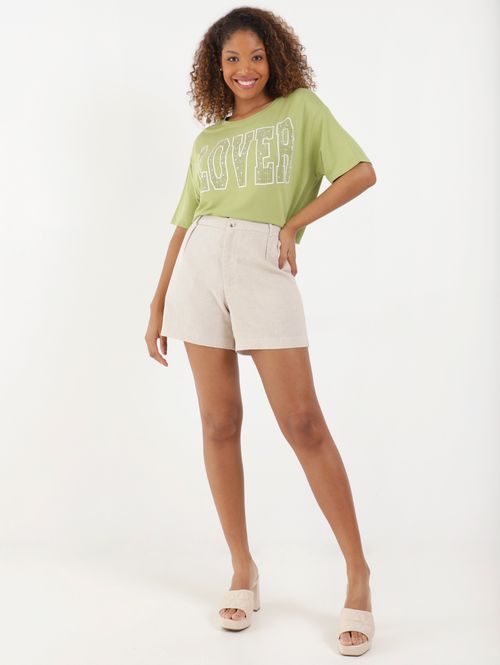 Blusa Cropped Manga Curta Feminina Verde