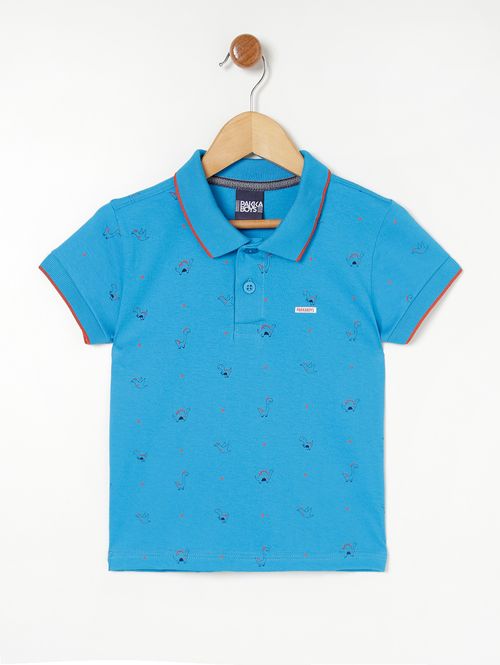 Polo Manga Curta Infantil Para Menino- Azul