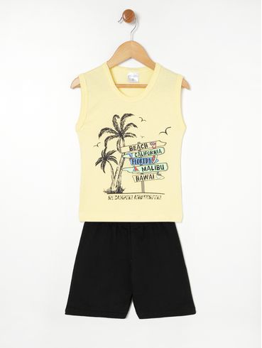 Conjunto Curto Infantil Para Menino - Amarelo/Preto