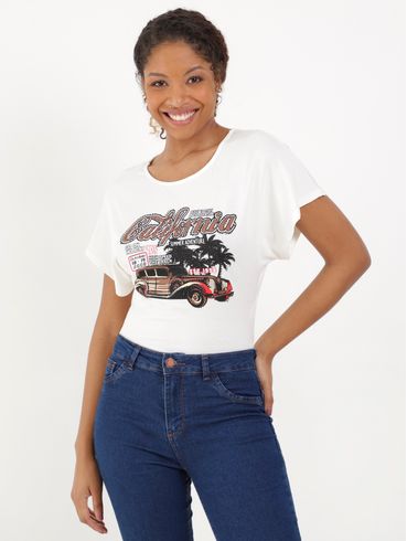 Blusa Manga Curta Feminina Branco