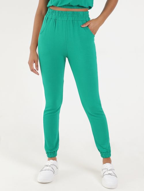 Calça Jogger Malha Moletinho Feminina Verde