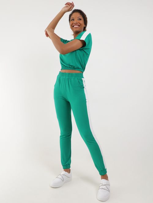 Calça Jogger Malha Moletinho Feminina Verde