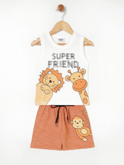 Conjunto Curto Infantil Para Bebê- Off white