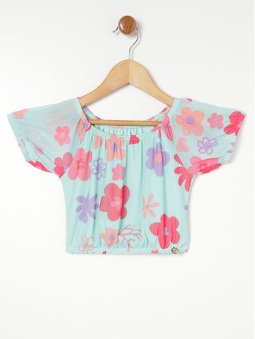 Blusa Manga Curta Cativa Infantil Para Menina - Verde
