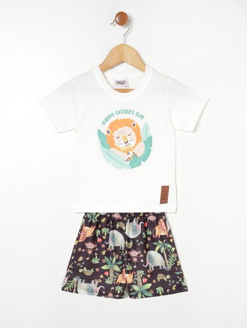 Conjunto Curto Infantil Para Bebê - Off white
