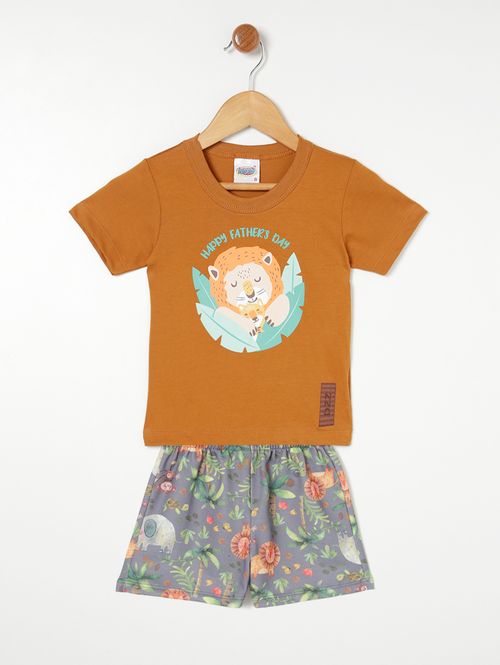 Conjunto Curto Infantil Para Bebê - Caramelo