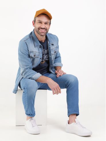 Camiseta Manga Curta Masculina Azul
