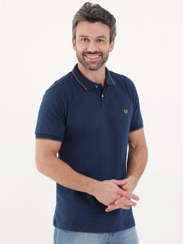 Polo Manga Curta Vilejack Masculina Azul Marinho