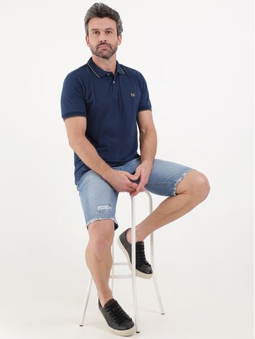 Polo Manga Curta Vilejack Masculina Azul Marinho